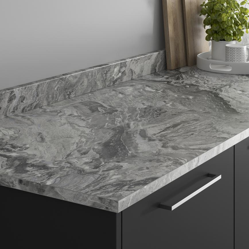 3m x 22mm Square Edge Stratus Black Marble Effect Laminate Worktop