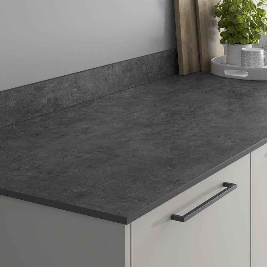 3m x 12.5mm Square Edge Blackened Steel Effect Compact Laminate Worktop