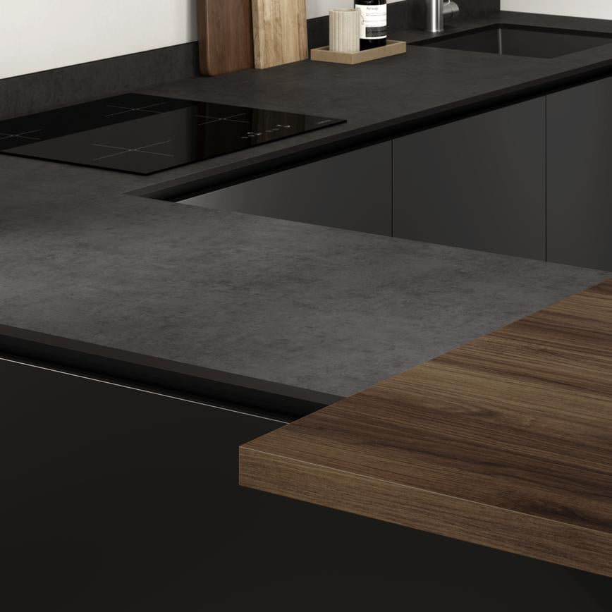 3m x 12.5mm Square Edge Blackened Steel Effect Compact Laminate Worktop