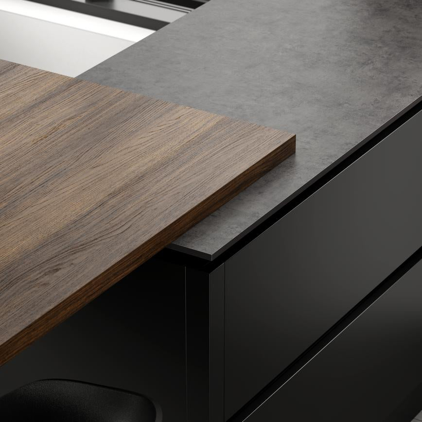 3m x 12mm Square Edge Blackened Steel Effect Compact Laminate Worktop