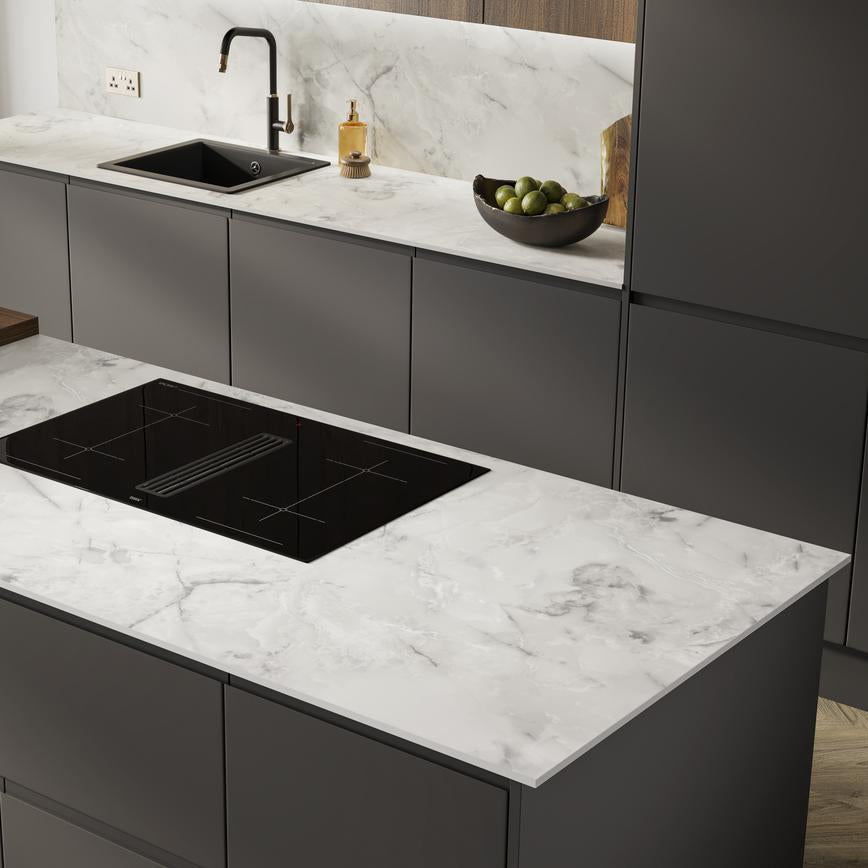 3m x 12.5mm Square Edge Glacier Marble Compact Laminate Worktop