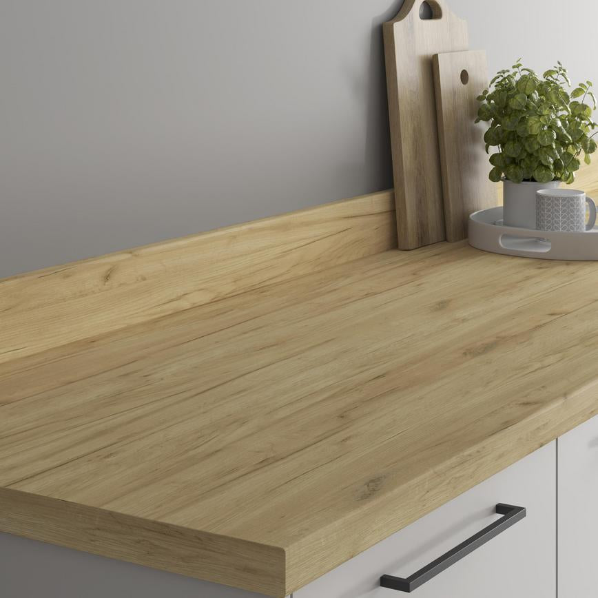 3m x 38mm Bullnose Warm Oak Laminate Worktop