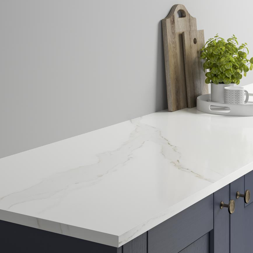 Howdens 3m x 22mm Square Edge Calacatta Mineral Laminate Worktop