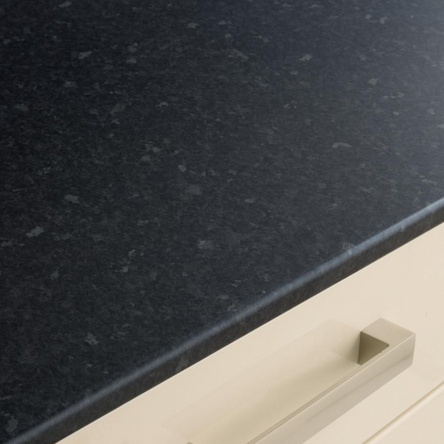 3m x 28mm/38mm Bullnose Black Granite Effect Laminate Worktop