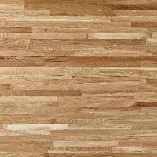 1.86m/3m x 40mm Unfinished Square Edge Oak Block Solid Wood Worktop