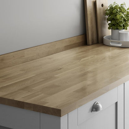 3m x 27mm Unfinished Square Edge Oak Block Solid Wood Worktop